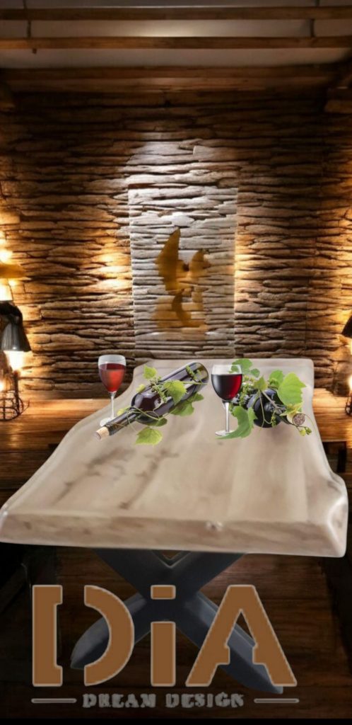 walnut and oak wood tables for Christmas in festive holiday setting