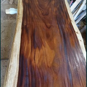 Close-up of tropical wood slab finished with Osmo oil