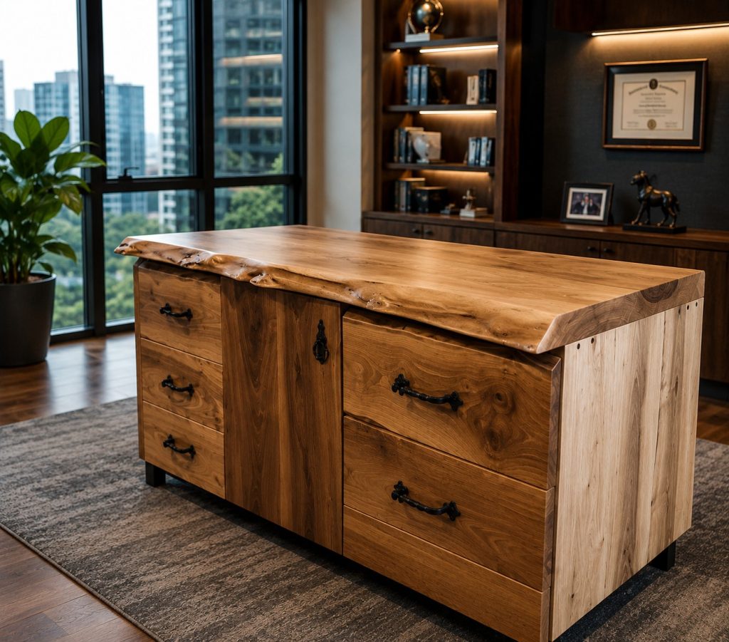 Modern oak cabinet design with natural wood grain and elegant storage solutions"